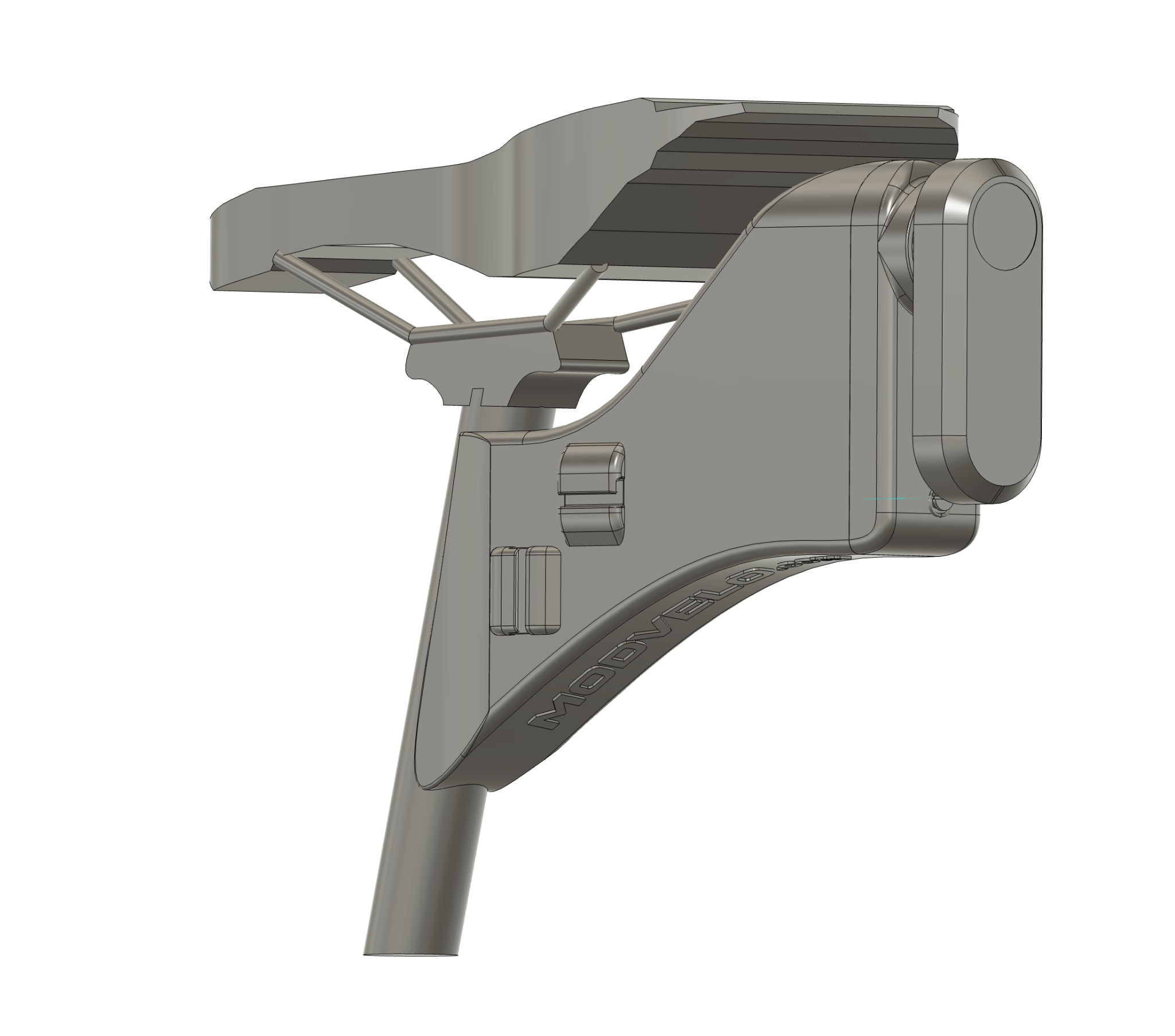 Original CAD view of Pocket Big beneath a saddle, with its integrated rear radar mount and seatpost attachment points